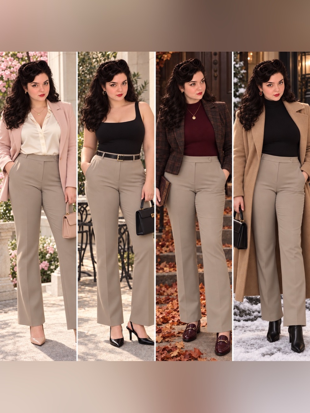 Classy Chic Calvin Klein Women's Beige Straight-Leg Trousers NWT fall fashion
